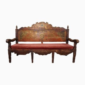 Polychrome Painted Wooden Hall Sofa