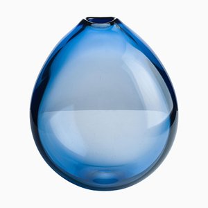 Sapphire Blue Drop Vase, zugeschrieben Per Lütken für Holmegaard, 1959