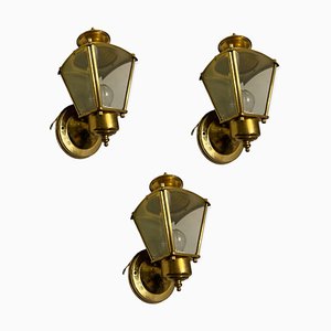 Italian Brass Sconces, 1970s, Set of 3