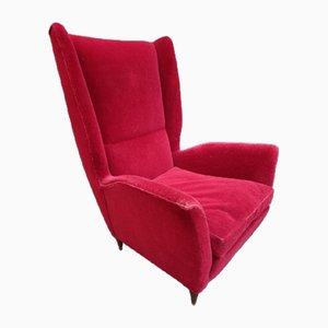 Armchair in Red Velvet by Gio Ponti for Isa Bergamo, 1950s