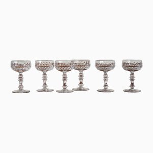 Champagnergläser aus Kristallglas, 1960er, 6 . Set