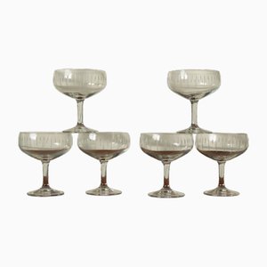 Ripple Champagne Glasses, 1960s, Set of 6