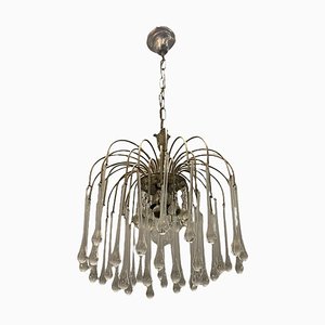 Lámpara de araña en cascada de cristal de Murano, años 60