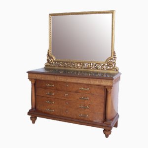 Large Liberty Dresser with Drawers and Mirror with Gilt Frame, 1940s