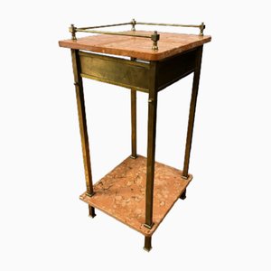 Art Nouveau Nightstand in Brass with Marble Top, 1890s