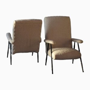 Lounge Chairs in Synthetic Astrakan, 1960, Set of 2