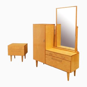 Dressing Table with Mirror & Small Cabinet, 1970s, Set of 2