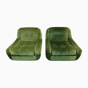 Vintage Lounge Chairs in Green, 1970s, Set of 2
