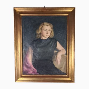 Guido Botta, Portrait de Femme, 1949, Huile sur Toile, Encadrée