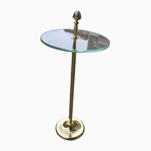 Italian Round Side Table in Brass and Glass, 1950s