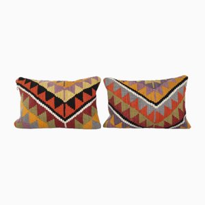 Turkish Kilim Rug Cushion Covers, Set of 2