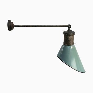 Industrielle Vintage Wandlampen aus Petrolemaille und Gusseisen
