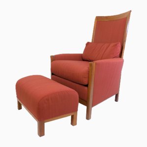 Armchair with Ottoman by Giorschetti from Umberto Asnago, 1990s, Set of 2