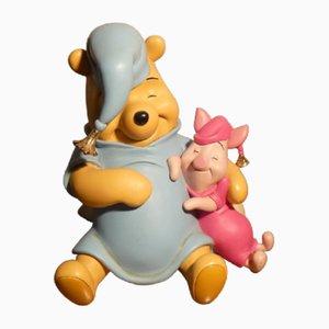 Statuetta Winnie the Pooh e Piglet in ceramica e resina di Peter Mook per Disney, USA, 2000