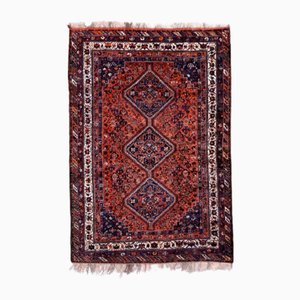 Antique Tribal Red, Brown and Blue Wool Oriental Rug