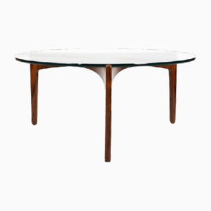 Round Three-Leg Table with Glass Top by Sven Ellekaer, 1960s