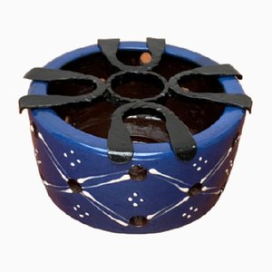 Calentador de té de cerámica y hierro forjado, años 60