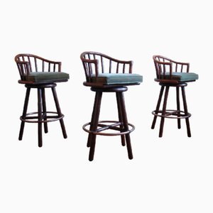 Vintage Rattan Bar Stools from McGuire, 1970s, Set of 3