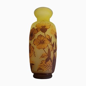 Vase Cameo Art Nouveau en Verre par G. Bolon
