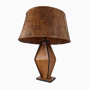 Lampada da tavolo Cuero nello stile di Jacques Adnet, anni '40