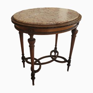 Early 19th Century Louis XVI Oval Mahogany Table with Marble Top