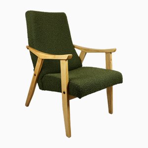 Vintage Green GFM18 Olive Boucle Armchair by E.Homa, 1970s