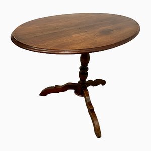 Antique Walnut Auxiliary Round Wine Table, 1890s