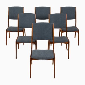 Deep Blue and Rosewood High Backed Chairs by Skovby Møbelfabrik, Denmark, 1960s, Set of 6