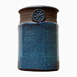 Mid-Century Scandinavian Studio Pottery Vase with Seal Ornament, 1960s
