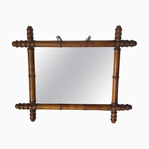 Espejo de imitación de bambú marrón, años 40