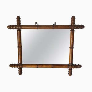 Miroir en Faux Bambou Marron, France, 1940s