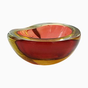 Red and Yellow Murano Glass Bowl by Flavio Poli for Seguso, Italy, 1960s