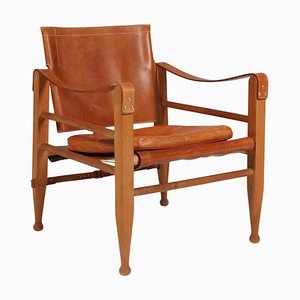 Saddle Leather Safari Chair from Aage Bruun & Son, 1960s