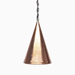 Lámpara colgante danesa de cobre martillado a mano de ES Horn Aalestrup, años 50