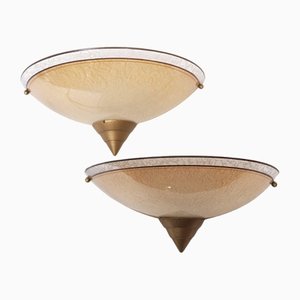 Art Deco Glass Wall Lights attributed to Berrys Electric Ltd, London, 1930s, Set of 2