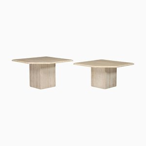 Mid-Century Modern Travertine Side Tables, Italy, 1970s, Set of 2