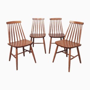 Mid-Century Danish Stick Back Dining Chairs, Set of 4