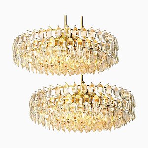 Brass and Crystal Glass Chandeliers from Bakalowits & Söhne, 1960s, Set of 2