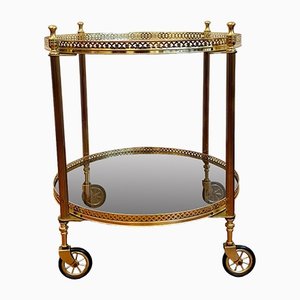 Neoclassical Brass Bar Cart on Wheels