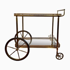 Neoclassical Style Bar Cart with Brass Frame, Italy, 1950s