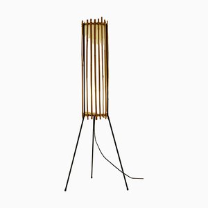 Lampadaire Tripode Mid-Century en Bambou