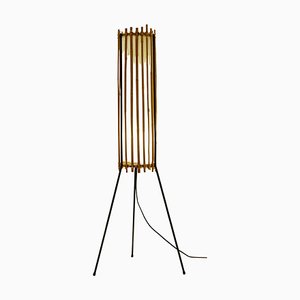 Mid-Century Bamboo Tripod Floor Lamp