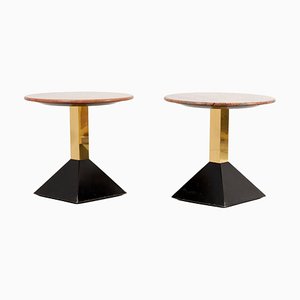 Red Granite Side Tables, Italy, 1950s, Set of 2