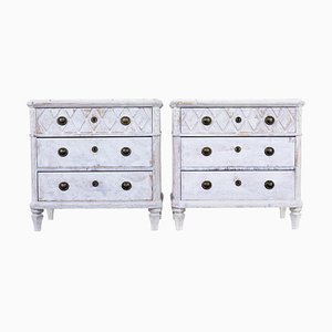 19th Century Swedish White Painted Chests of Drawers, Set of 2