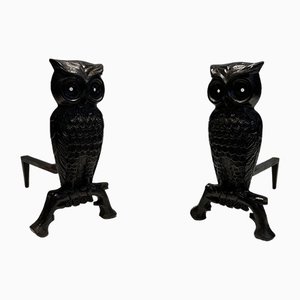 Cast Iron and Wrought Iron Chenets, 1970s, Set of 2