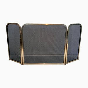 Vintage Brass and Mesh Fire Screen, 1970s