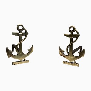 Anchor Chenets in Brass, 1970s, Set of 2