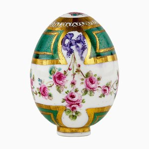 Russian Easter Egg with Porcelain Stand, Set of 2