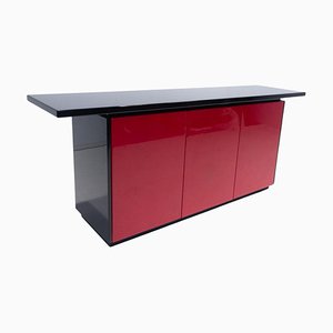 Mid-Century Modern Red and Black Lacquered Sideboard, Italy, 1970s