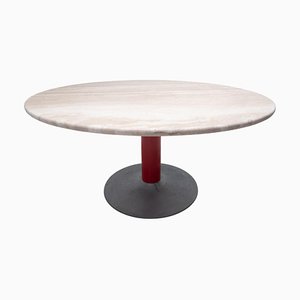 Table de Salle à Manger Mid-Century Moderne en Travertin et Métal, Italie, 1960s